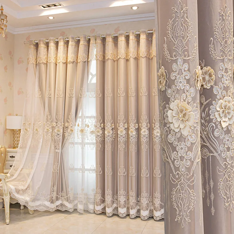 3D Printing Cafe - Rideaux Double couche de luxe brodés